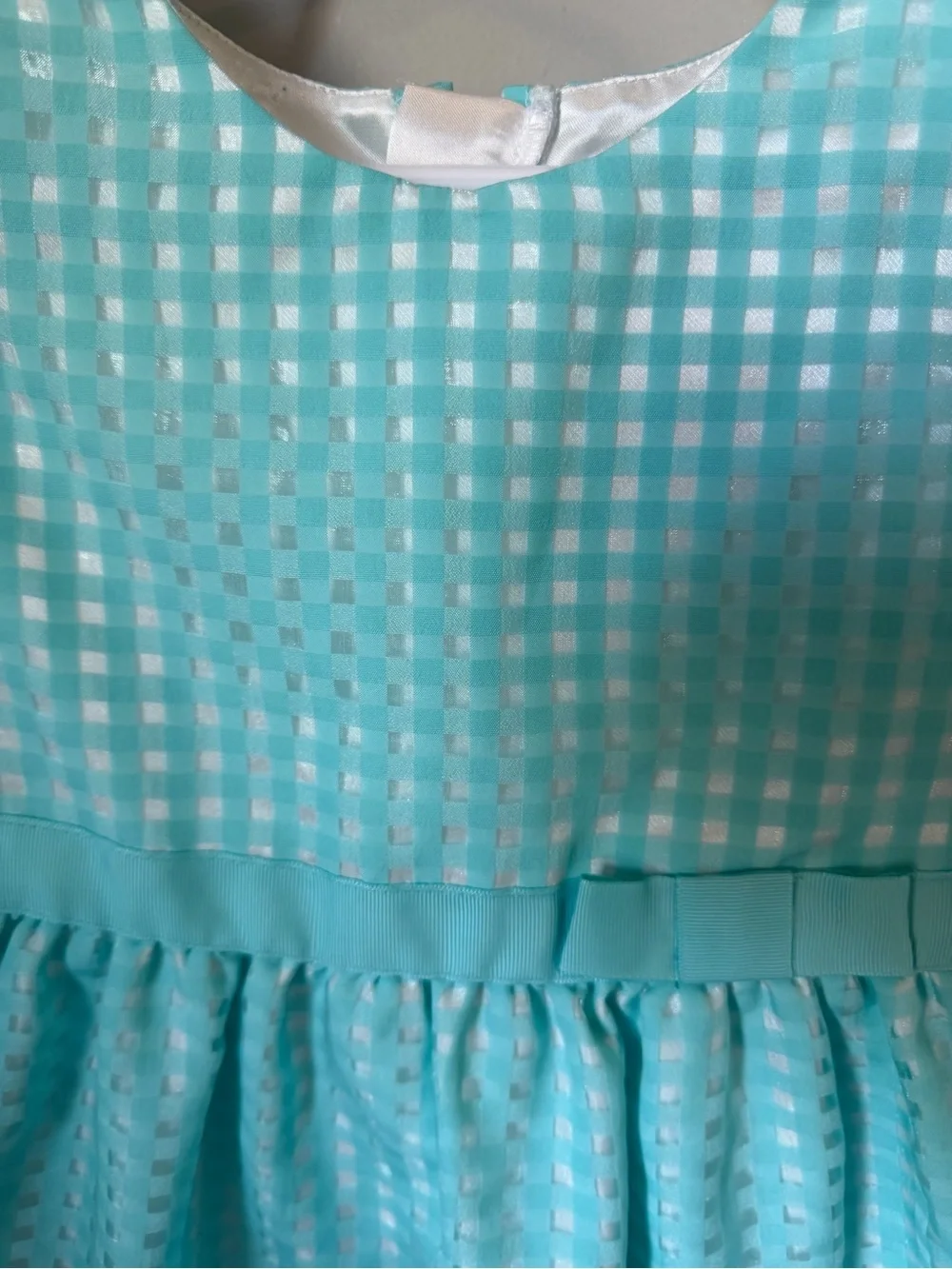 The Children’s Place Girls 4T Blue Gingham Jacquard Fit & Flare Bow Dress